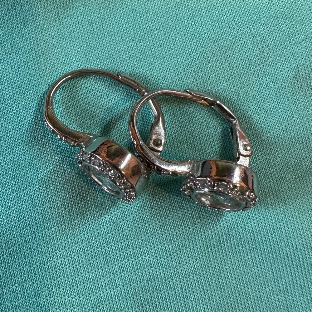 Elegant Silver Crystal Hoop Earrings - Picture 5 of 6